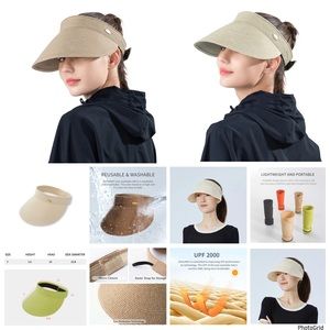 Oh Sunny beige visor hat with carrying bag NWT